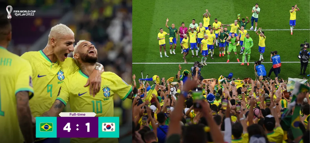 巴西對戰韓國以4:1獲勝進入4強決賽