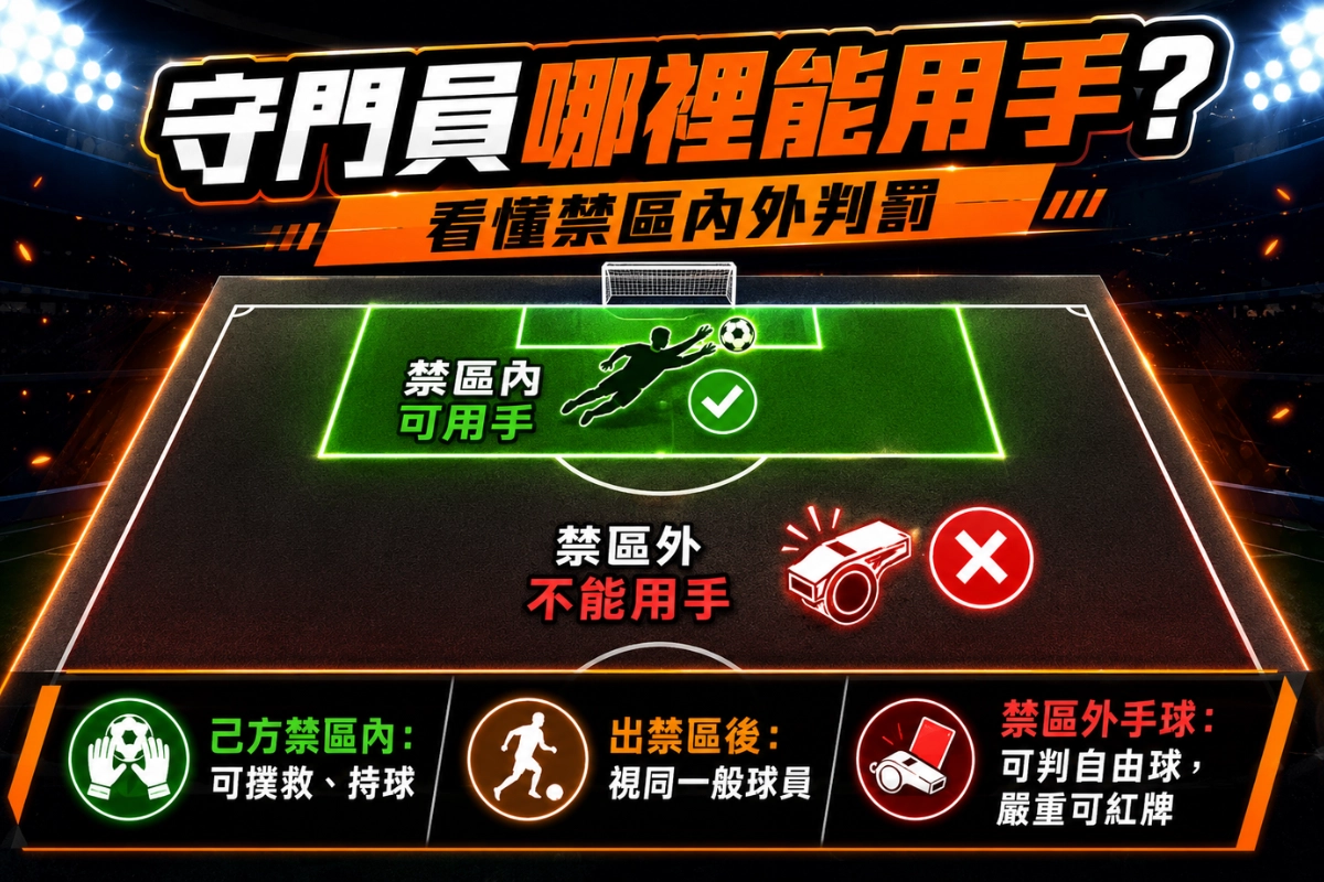 足球守門員可以在哪裡用手?